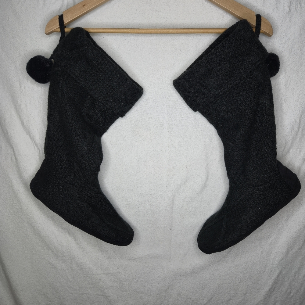 La Senza Ladies Black Knitted High Bootie Style Slippers Size Medium 7/8